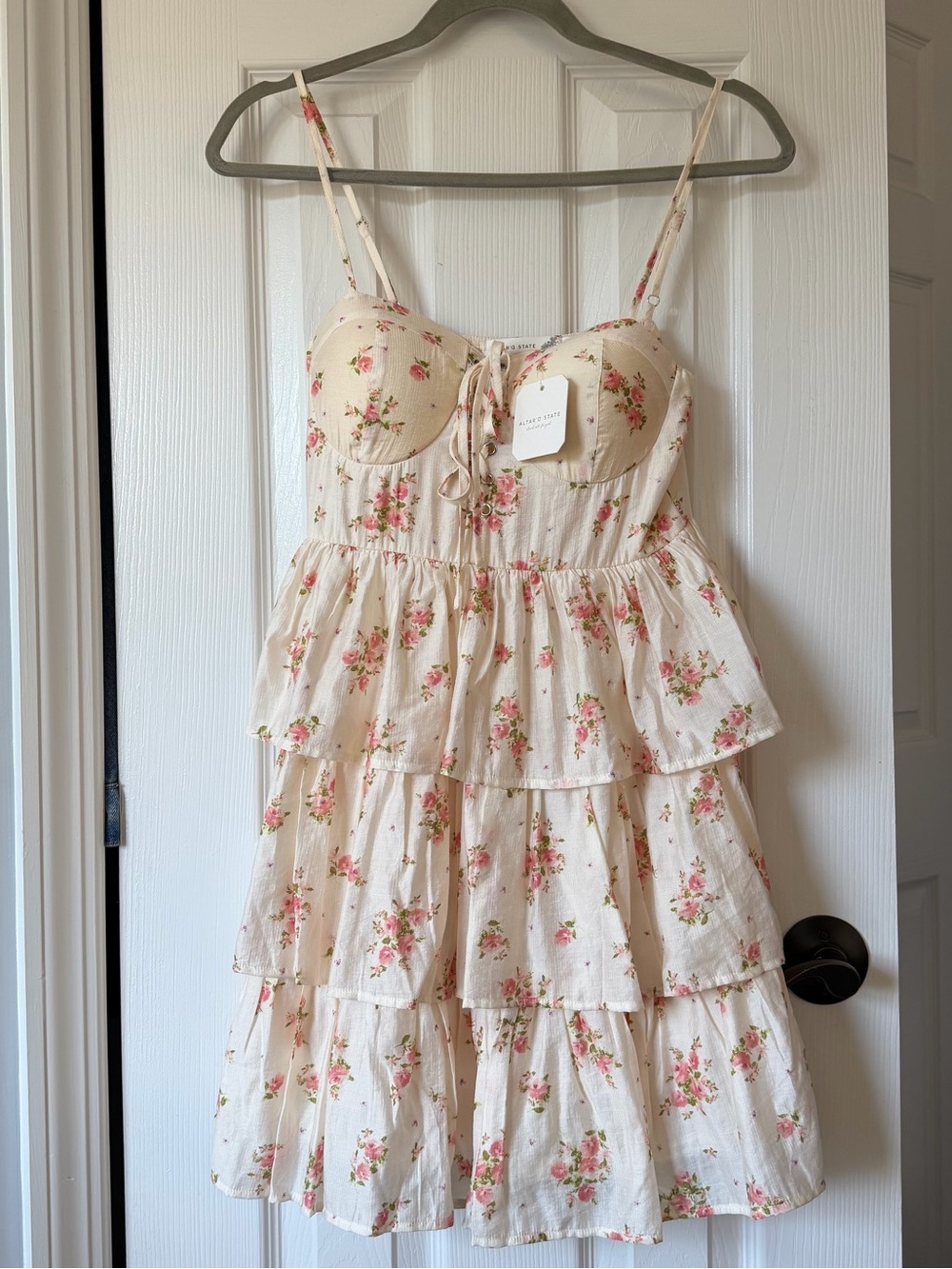 NWT Altar'd State Floral Tiered Lace-Up Sundress